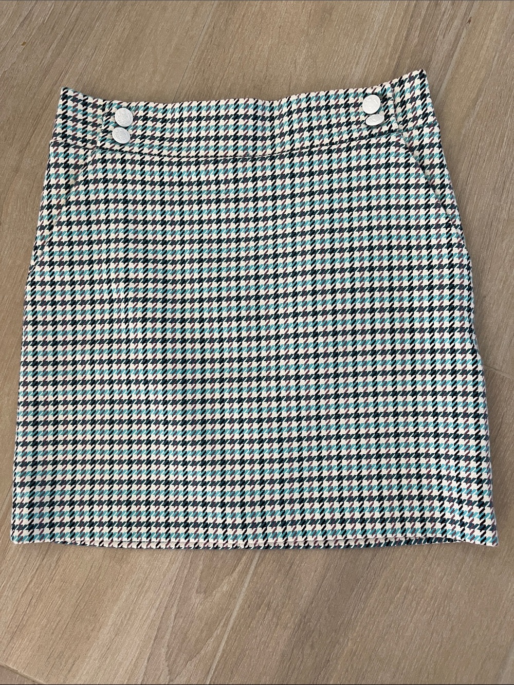 Veronica Beard Mini Skirt in Black, White & Teal